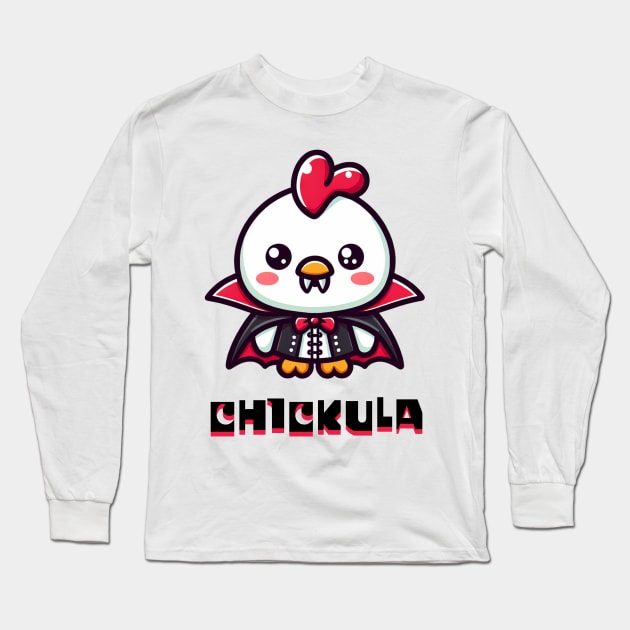 CHICKULA - Chicken and Dracula Humor Long Sleeve T-Shirt by DaysMoon